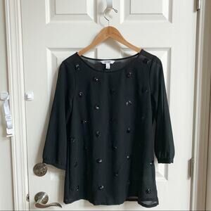 Old Navy black sequin dot blouse, size M